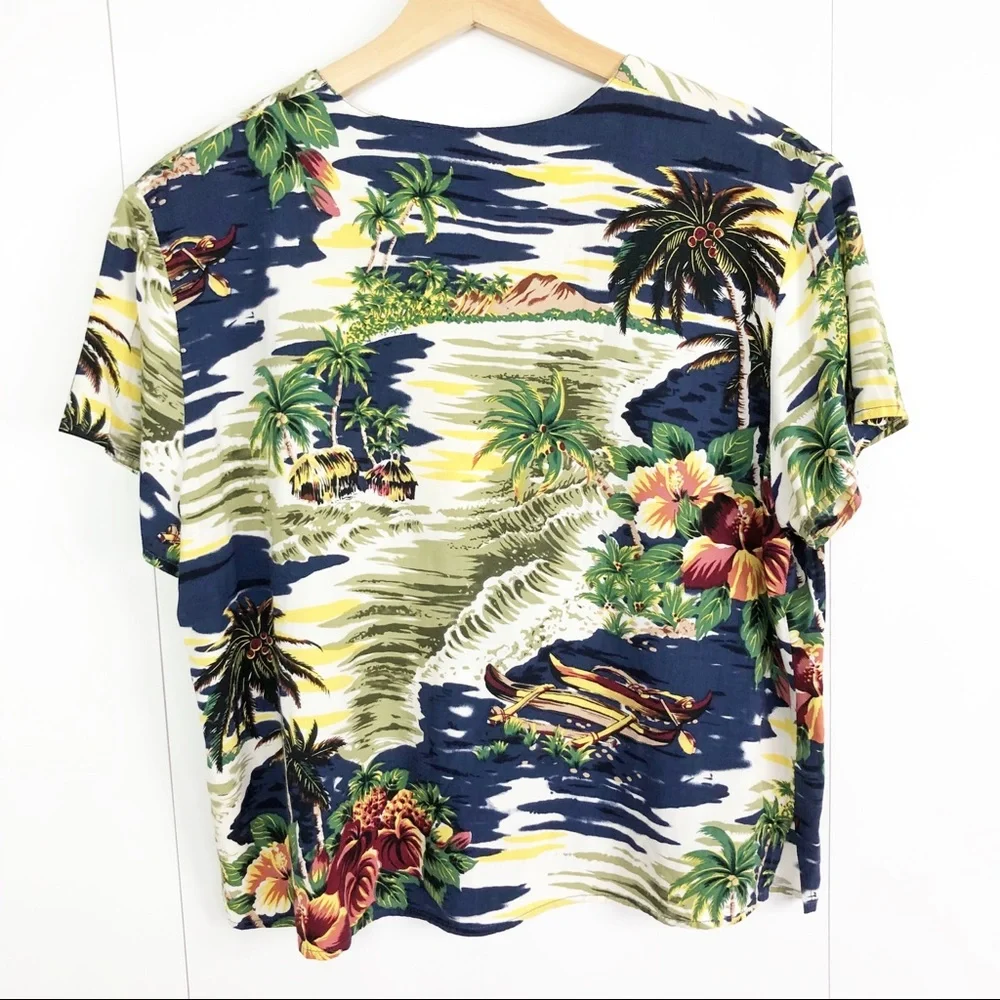 Hilo Hattie Vintage Hawaiian V Neck Blouse Medium - Picture 3 of 10